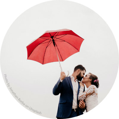 Lovers with umbrella